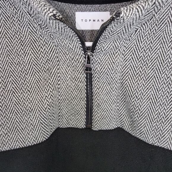 Topman Nwot Textured herringbone Quarter Zip Pullover jacket size Small - Picture 8 of 10